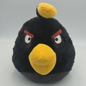 Commonwealth 2010 Angry Birds Black Comb Bird 8″ Plush Stuffed Animal No Sound